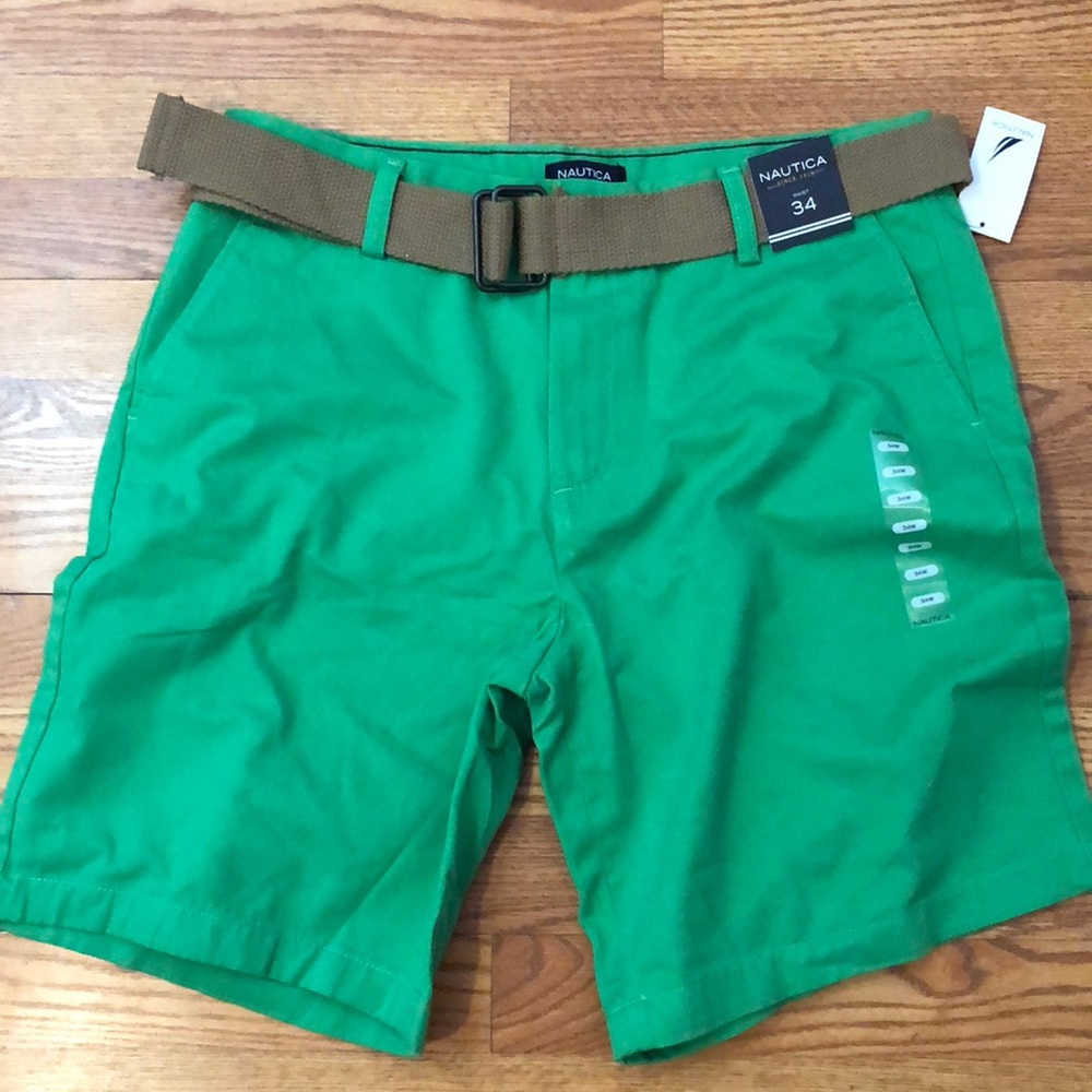 Nautica green belted chino shorts size 34